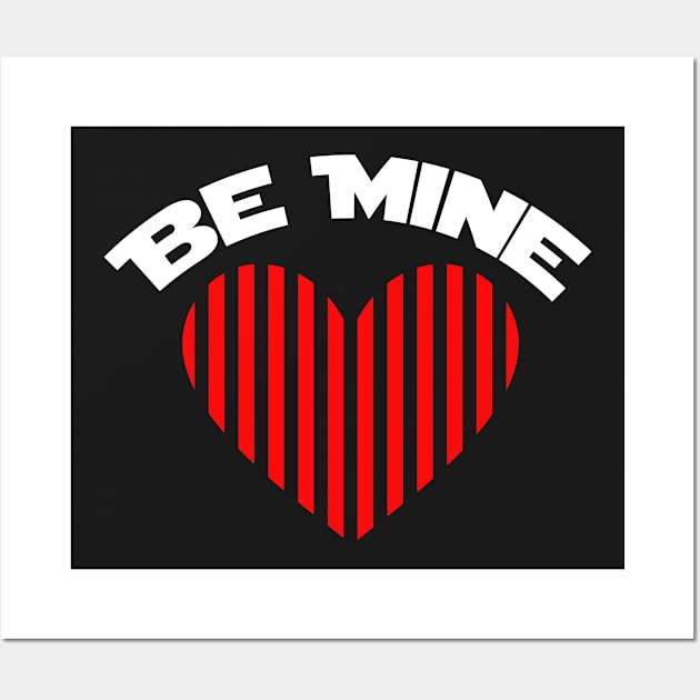 Be Mine Valentine Retro Striped Heart Youth Wall Art by amitsurti